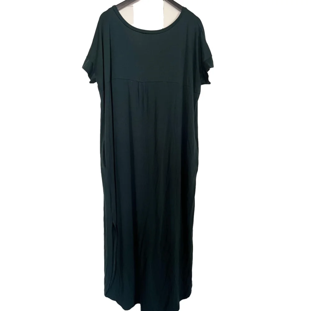 EUC Women's Zenana Outfitters Maxi Dress XL Green V-Neck Short Sleeve w/pockets - Picture 4 of 7